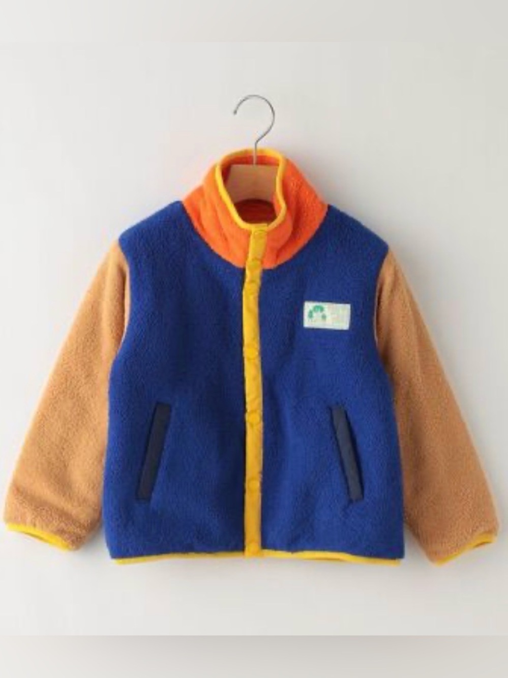 Kids Colorblock Fleece Jacket - Blue, Tan & Orange